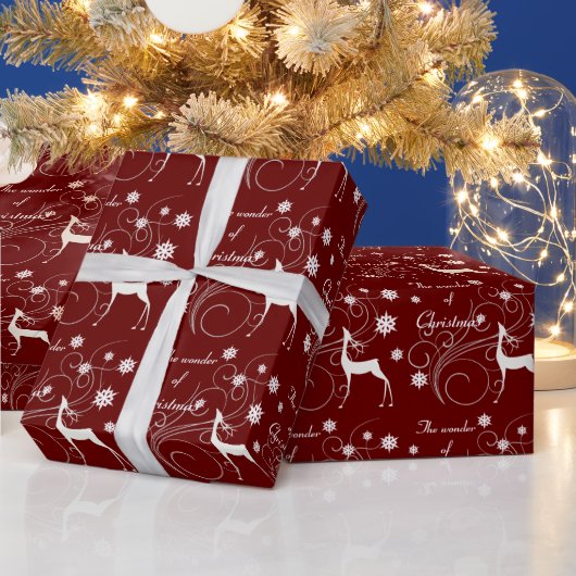 Burgundy kerstrendierwonder cadeaupapier (Feestdagen)