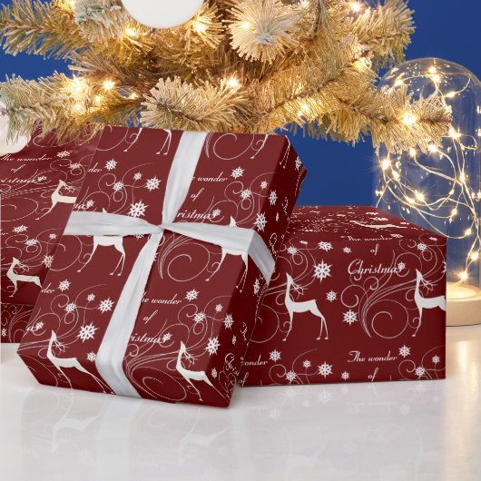 Burgundy kerstrendierwonder cadeaupapier (Feestdagen)