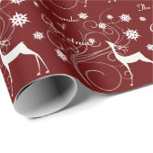 Burgundy kerstrendierwonder cadeaupapier (Rol Hoek)