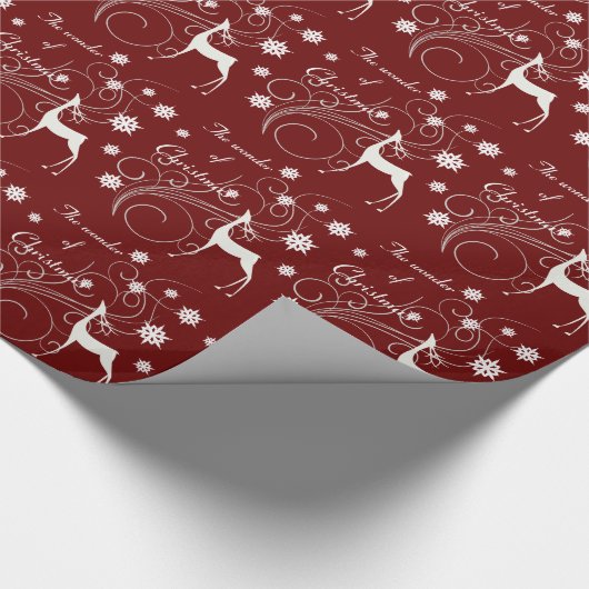 Burgundy kerstrendierwonder cadeaupapier (Hoek)