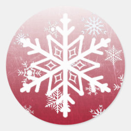 Burgundy kerstsnowflakes ronde sticker