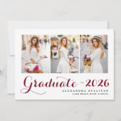 Burgundy Klas van 2026 Foto Collage Afstuderen Aankondiging (Voorkant)