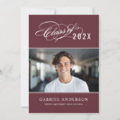 Burgundy Klasse van 2026 Script Foto Afstuderen Kaart (Voorkant)