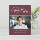 Burgundy Klasse van 2026 Script Foto Afstuderen Kaart (Staand voorkant)
