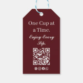 Burgundy koffie cadeaubon QR-code Geniet van het d Cadeaulabel (Achterkant)