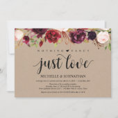 Burgundy Kraft Floral Elopement Reception nodigt u Kaart (Voorkant)