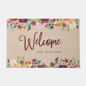 Burgundy Kraft | Welkom in Rustic Floral Deurmat (Voorkant)