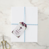 Burgundy Kruis Bloemrijke Aquarel Bevestiging Cadeaulabel (Met Touw)