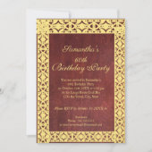 Burgundy Lace 60th Birthday Party Invitation Kaart (Voorkant)