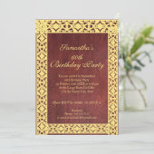 Burgundy Lace 60th Birthday Party Invitation Kaart (Staand voorkant)