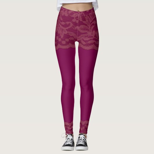 Burgundy Lace   Leggings (Voorkant)