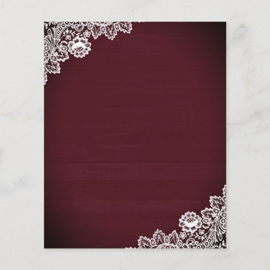 Burgundy Lace Sunflower Budget Weduwuitnodiging (Achterkant)