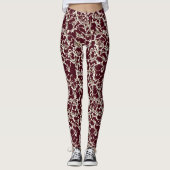 Burgundy Lace Swirls Leggings (Voorkant)