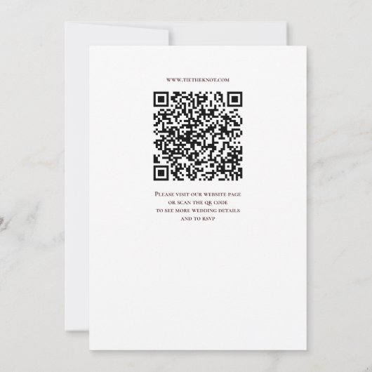 Burgundy Laurel Wedding Invitation QR Code Kaart (Achterkant)