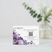 Burgundy Lavender Dusty Blue Minimalist QR Code Informatiekaartje (Staand voorkant)