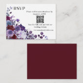 Burgundy Lavender Dusty Blue Minimalist QR Code Informatiekaartje (Voorkant / Achterkant)