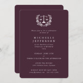 Burgundy Law Qualifications Laurel Wreath Kaart (Voorkant / Achterkant)
