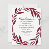Burgundy Leaf Wreath Boy of girl Graduation Party Kaart (Voorkant)