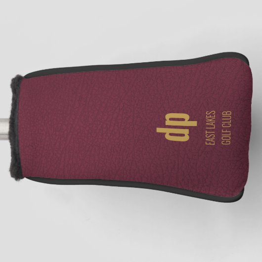 Burgundy Leather Kijk Monogram Aangepaste naam Golfheadcover (Voorkant)