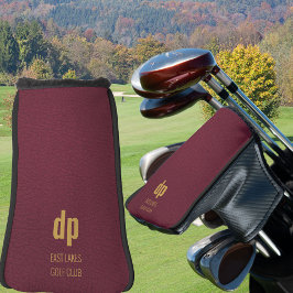 Burgundy Leather Kijk Monogram Aangepaste naam Golfheadcover