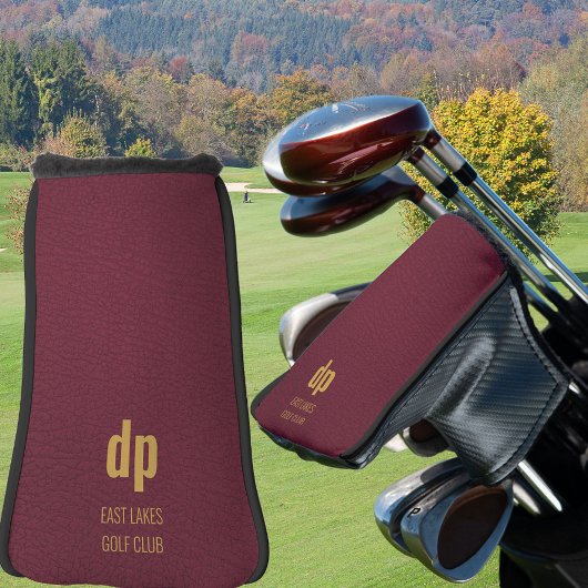 Burgundy Leather Kijk Monogram Aangepaste naam Golfheadcover