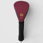 Burgundy Leather Let Monogram Persoonlijke naam Golfheadcover (Voorkant)