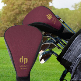 Burgundy Leather Let Monogram Persoonlijke naam Golfheadcover