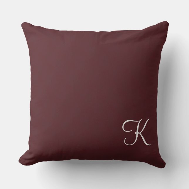 Burgundy Leather Monogram Kussen (Voorkant)