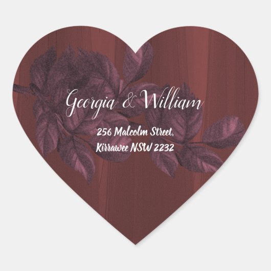 Burgundy Leaves Rustic  Address Stickers (Voorkant)