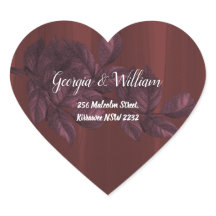 Burgundy Leaves Rustic Address Stickers