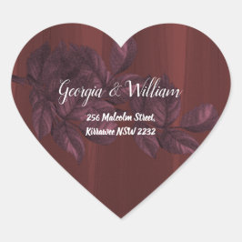 Burgundy Leaves Rustic  Address Stickers