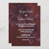 Burgundy Leaves Rustic Vintage Weddenschap Kaart (Voorkant / Achterkant)