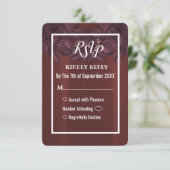 Burgundy Leaves Rustic Vintage Wedding RSVP-kaart Kaart (Staand voorkant)