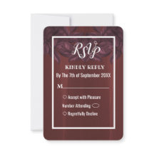 Burgundy Leaves Rustic Vintage Wedding RSVP-kaart