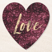 Burgundy Leopard Print Gold Love Kartonnen Onderzetters (Voorkant)