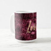 Burgundy Leopard Print Gold Love Koffiemok (Voorkant links)