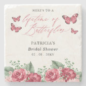 Burgundy Levenslang Vlinders Bruidsdiner Stenen Onderzetter (Voorkant)