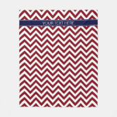 Burgundy Lg Chevron Navy Blue Name Monogram Fleece Deken (Voorkant)