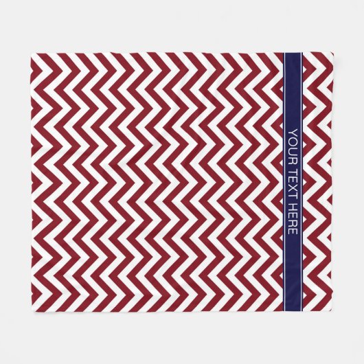 Burgundy Lg Chevron Navy Blue Name Monogram Fleece Deken (Voorkant (Horizontaal))