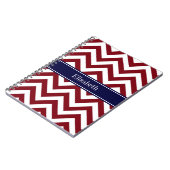 Burgundy Lg Chevron Navy Blue Name Monogram Notitieboek (Linkerzijde)