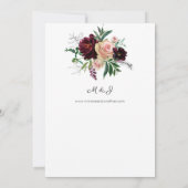 Burgundy & Licht Roze Bloemige Trouwdag Kaart (Achterkant)