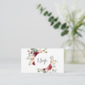 Burgundy Light Pink Flowers Greenery Wedding RSVP Informatiekaartje (Staand voorkant)