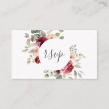 Burgundy Light Pink Flowers Greenery Wedding RSVP
