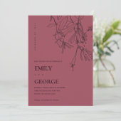 BURGUNDY LIJNTEKENING FLORALE KAART OM DE DATUM TE (Staand voorkant)