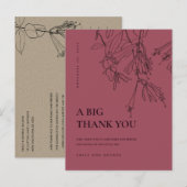 BURGUNDY LINE DRAAIT FLORAL WEDDING DANK U AANKONDIGINGSKAART (Voorkant / Achterkant)