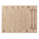 Burgundy Lines Butterfly Border Rustige Parchment Notitieblok (Voorkant)