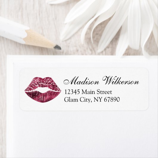 Burgundy Lipstick Makeup Artist Address Label (Insitu)