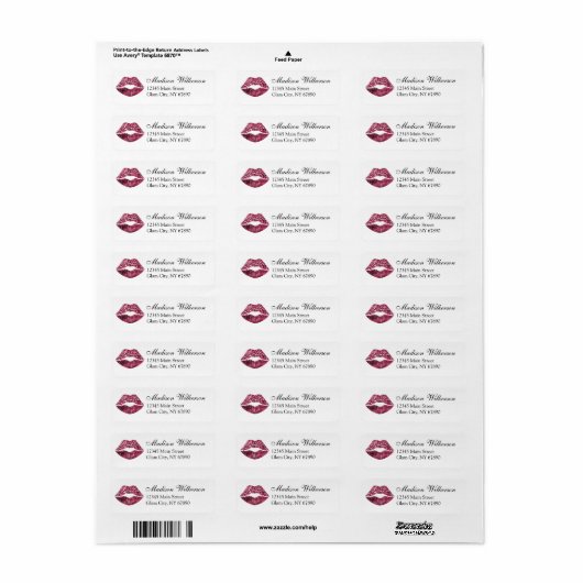 Burgundy Lipstick Makeup Artist Address Label (Full Sheet)