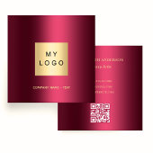Burgundy logo QR-code elegant Vierkante Visitekaartje