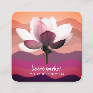 burgundy Lotus Flower Yoga Instructor Waterverf Vierkante Visitekaartje